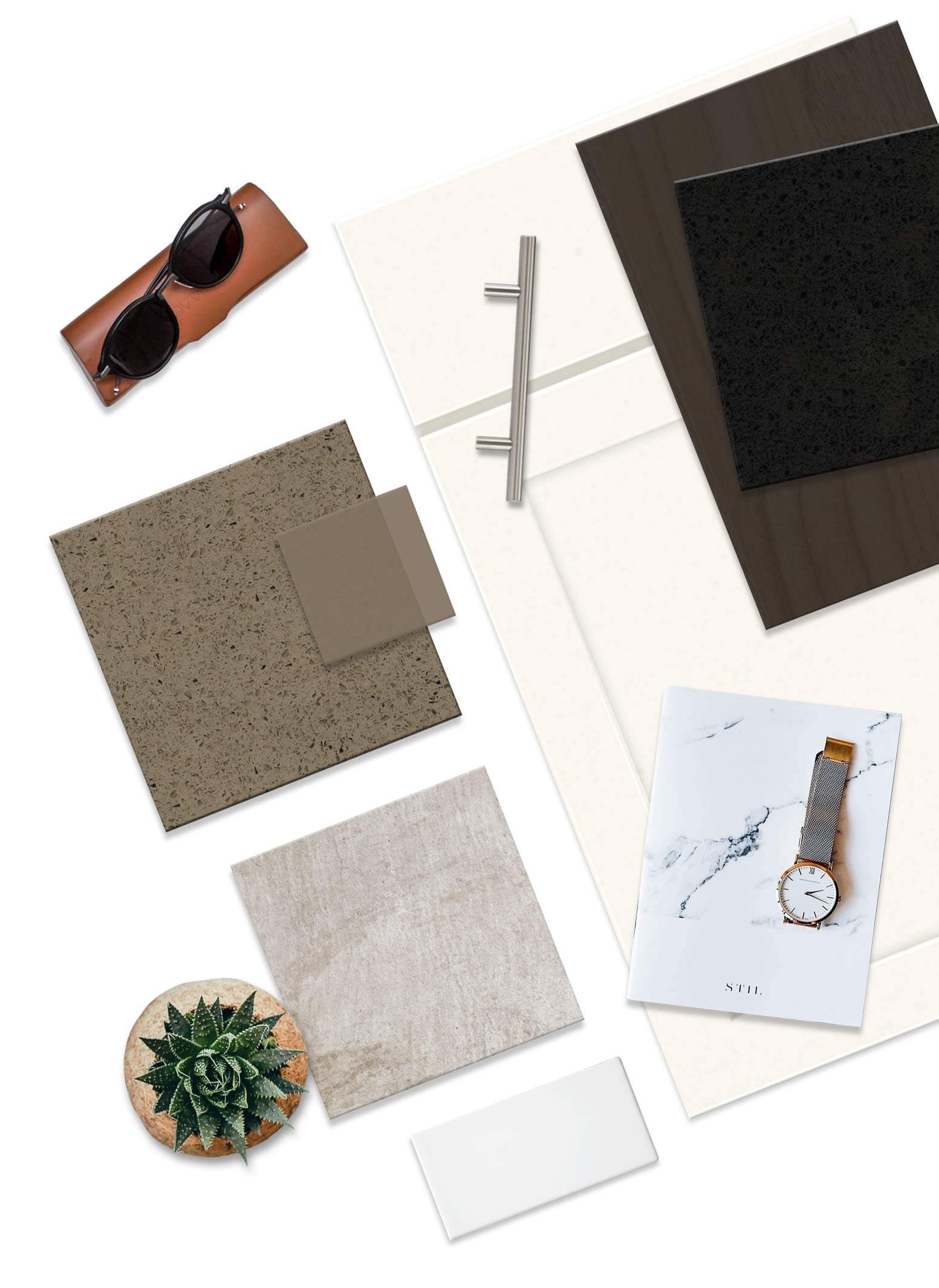 Material sample boards arranged flat