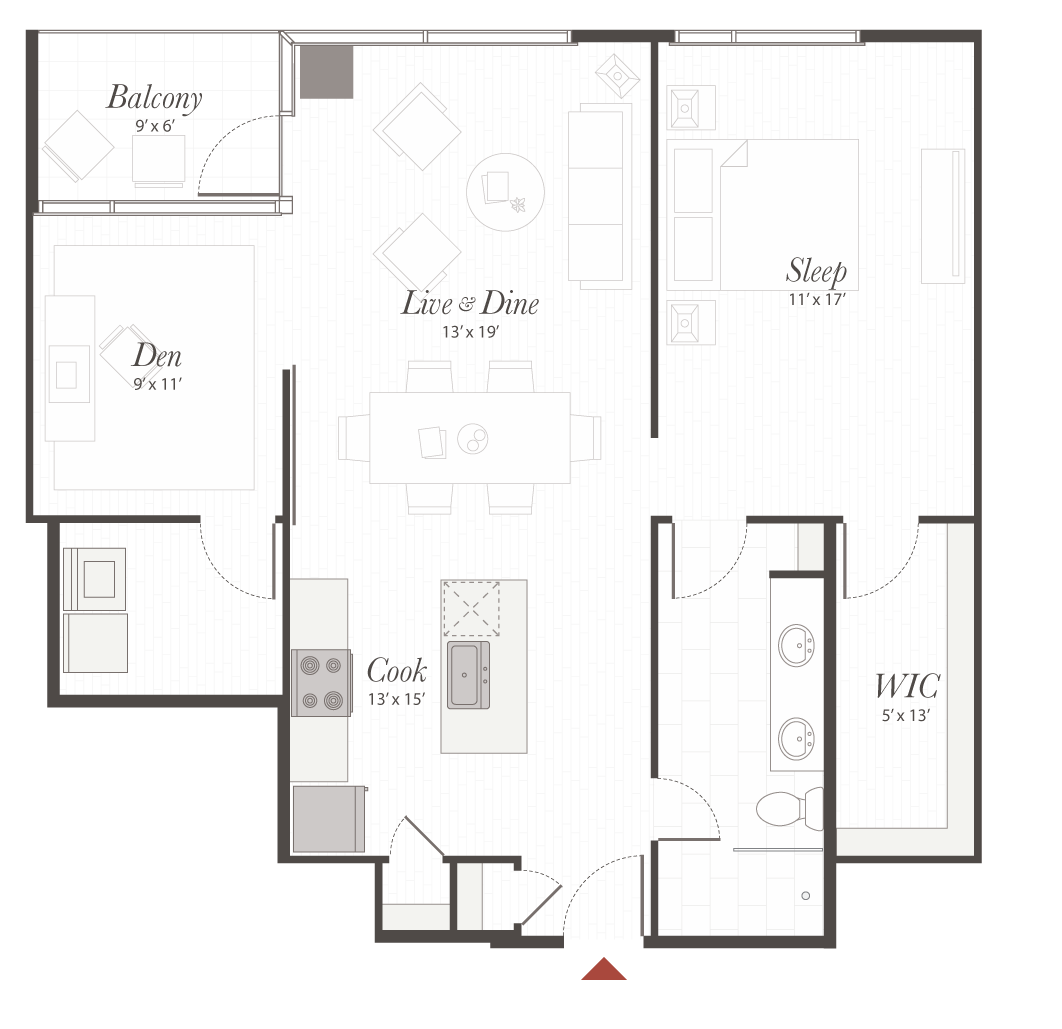 Open-plan apartment layout