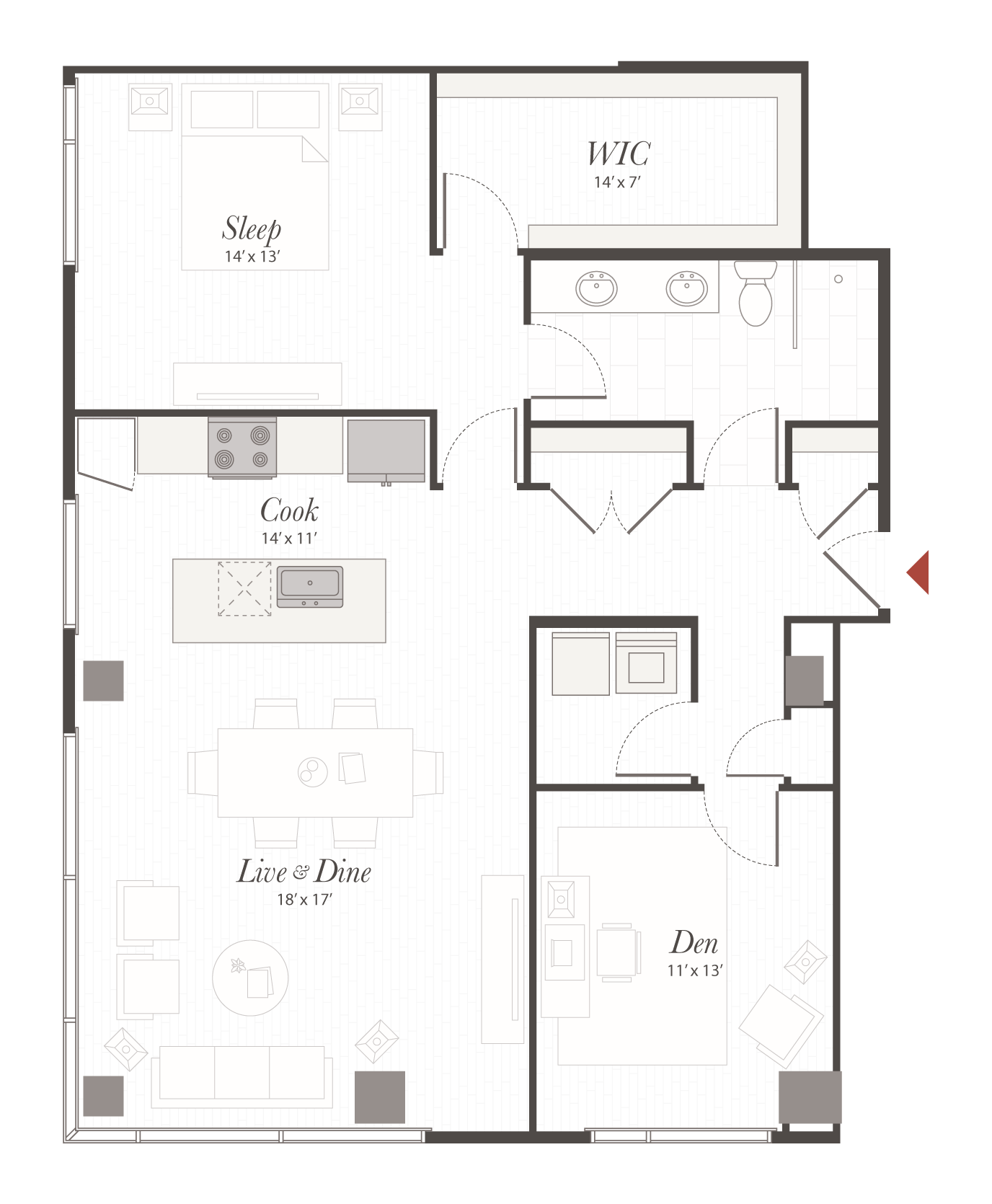 Floor plan shows a labeled apartment layout