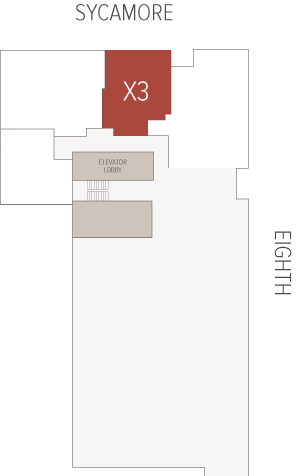 Red room labeled X3 marks a unit at the top of a building floor plan